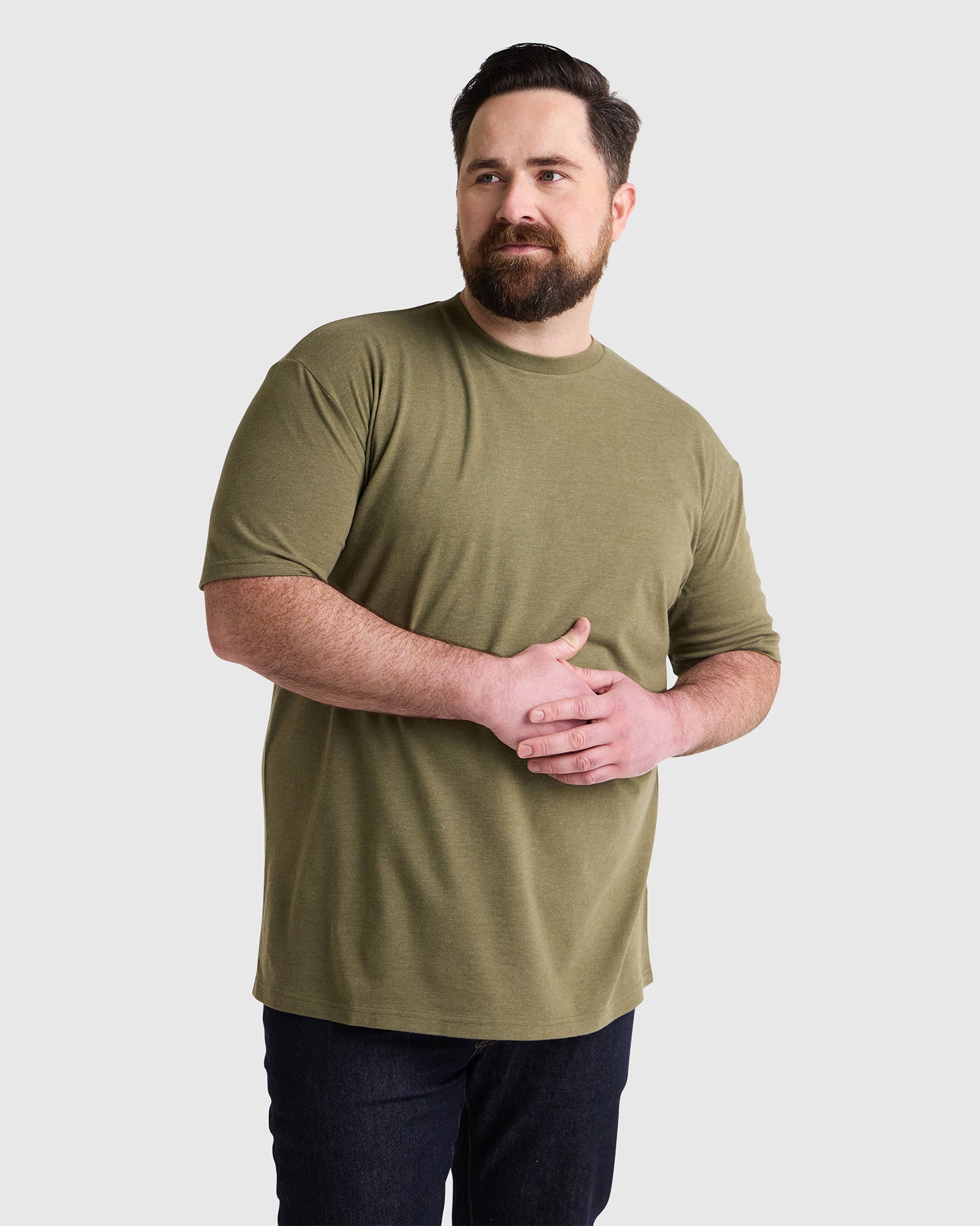 Heather Military Green Crew Neck