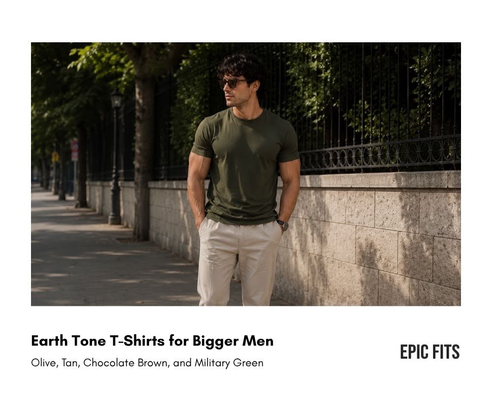 Earth Tone T-Shirts for Bigger Men: Olive, Tan & Brown