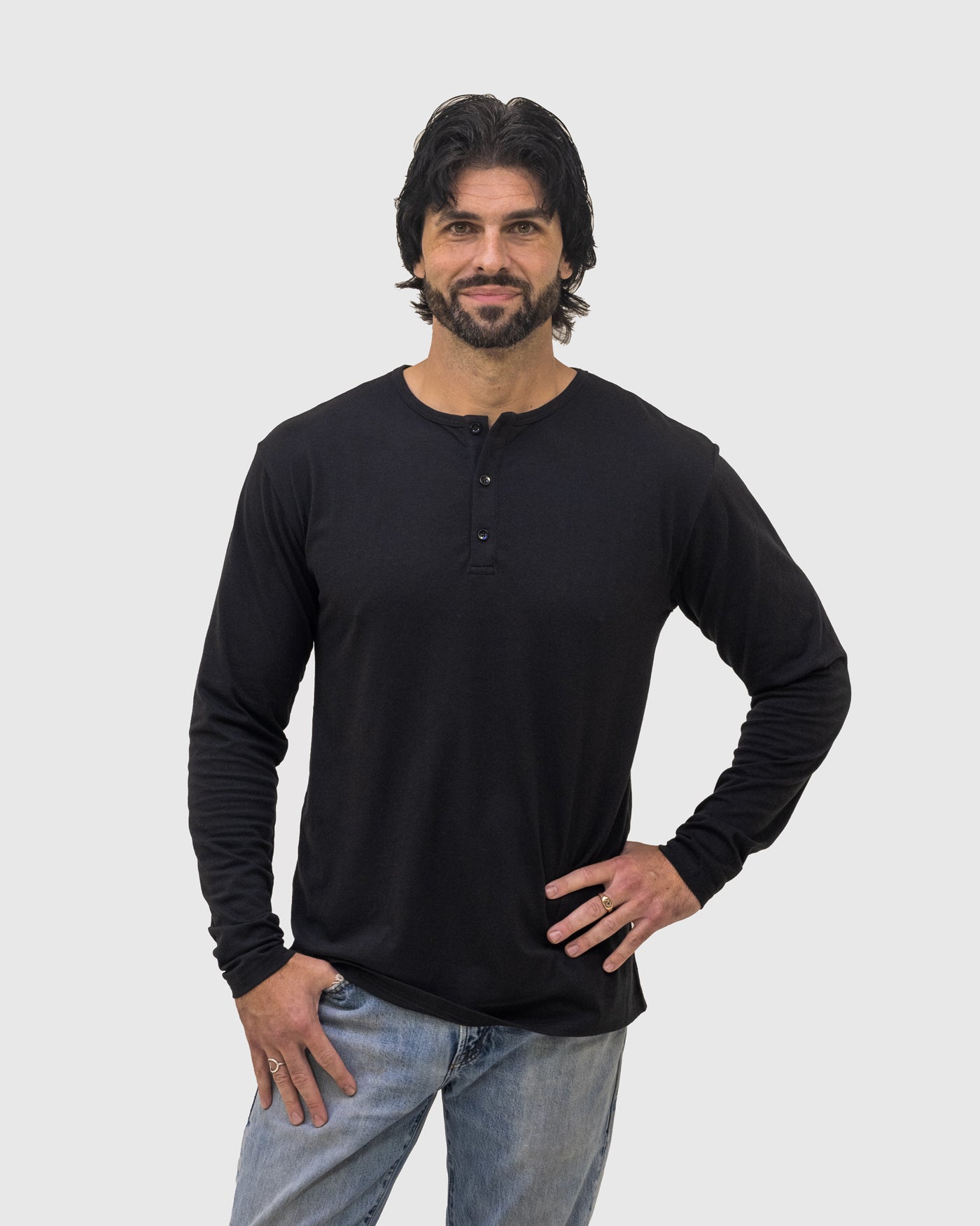 Black Long Sleeve Henley