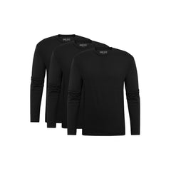 All Black Long Sleeve Crew Neck 3-Pack