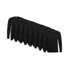 All Black Long Sleeve Crew Neck 9-Pack