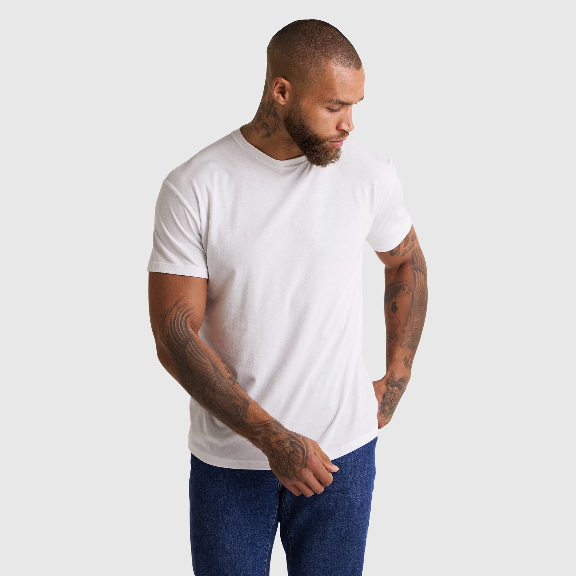 men's dress crew neck t shirts Dealworthy Crewneck T-Shirt, Men, S, White (3 ct)