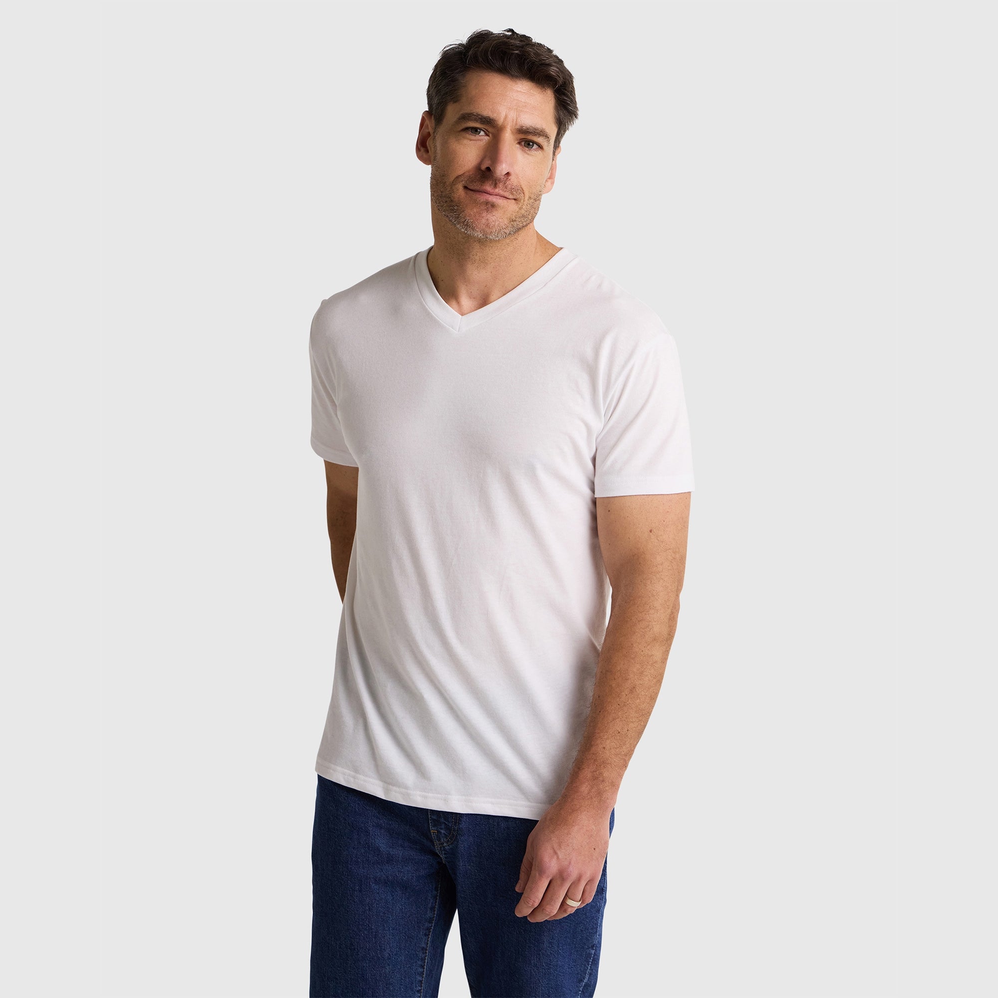 Sharp White V-Neck Men's T-Shirt – Premium Quality & Comfortable Fit ...