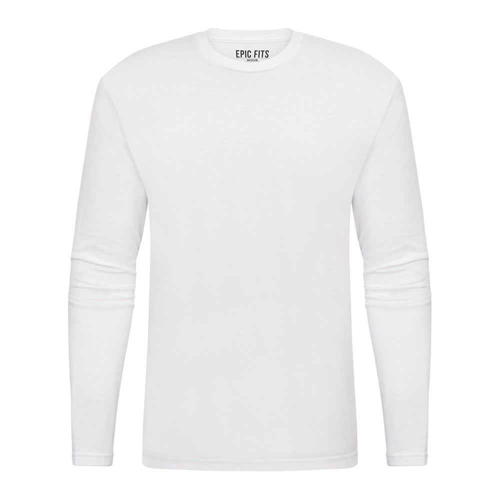 Men's White Long Sleeve Crew Neck Premium T-Shirt | Confidence in