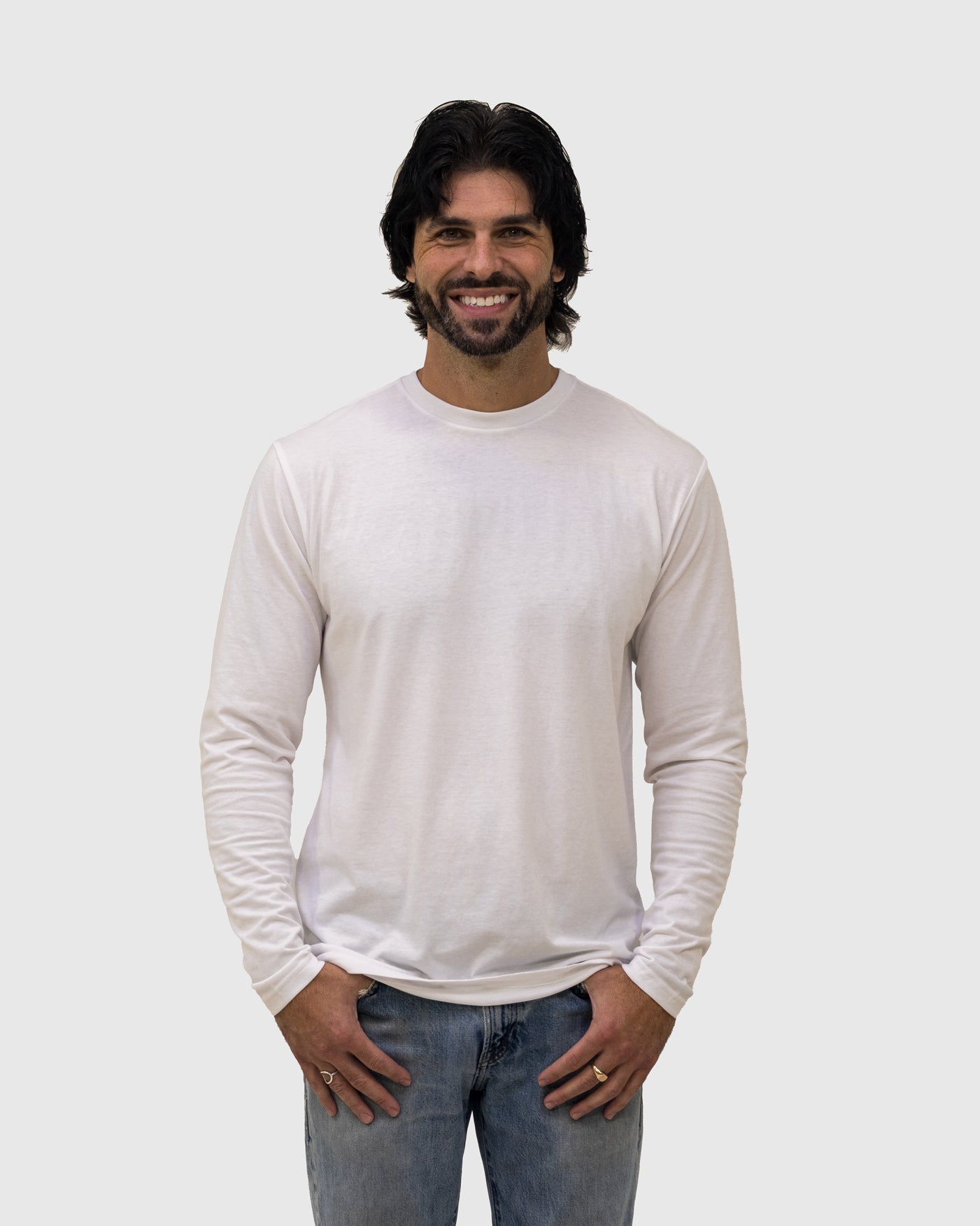 White Long Sleeve Crew Neck