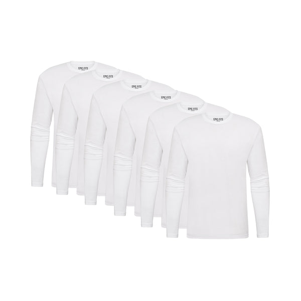 Men's White Long Sleeve Crew Neck T Shirt Pack of 6 – Buy Now