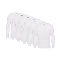 All White Long Sleeve Crew Neck 6-Pack