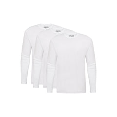 All White Long Sleeve Crew Neck 3-Pack